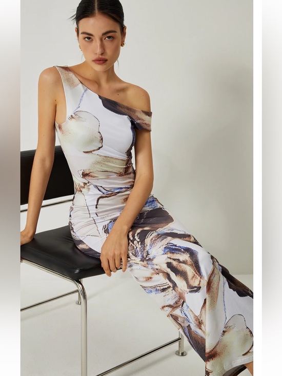 Commense Dresses & Skirts - NWT Commense Asymmetrical Printed Off-Shoulder Slim Long Dress- size M